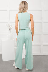 Barefoot & Cozy Tank Top And Wide Leg Pant Set (Turquoise)