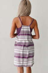 Winks Included Striped Romper Dress (Purple)