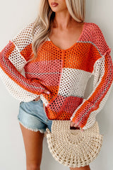Roam Ready Colorblock Crochet Top (Mango)