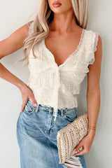 Love Drunk Sleeveless Ruffle Lace POL Top (Cream)