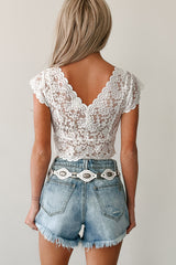 Cupid Called POL Floral Lace Crop Top (Ivory)