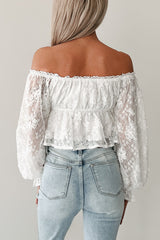 Frosted Whimsy Lace Long Sleeve Top (White)