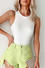 Simple is Sweet Ribbed Sleeveless Bodysuit (Off White)