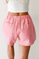 Lowkey Lovely Drawstring Denim Shorts (Pink)