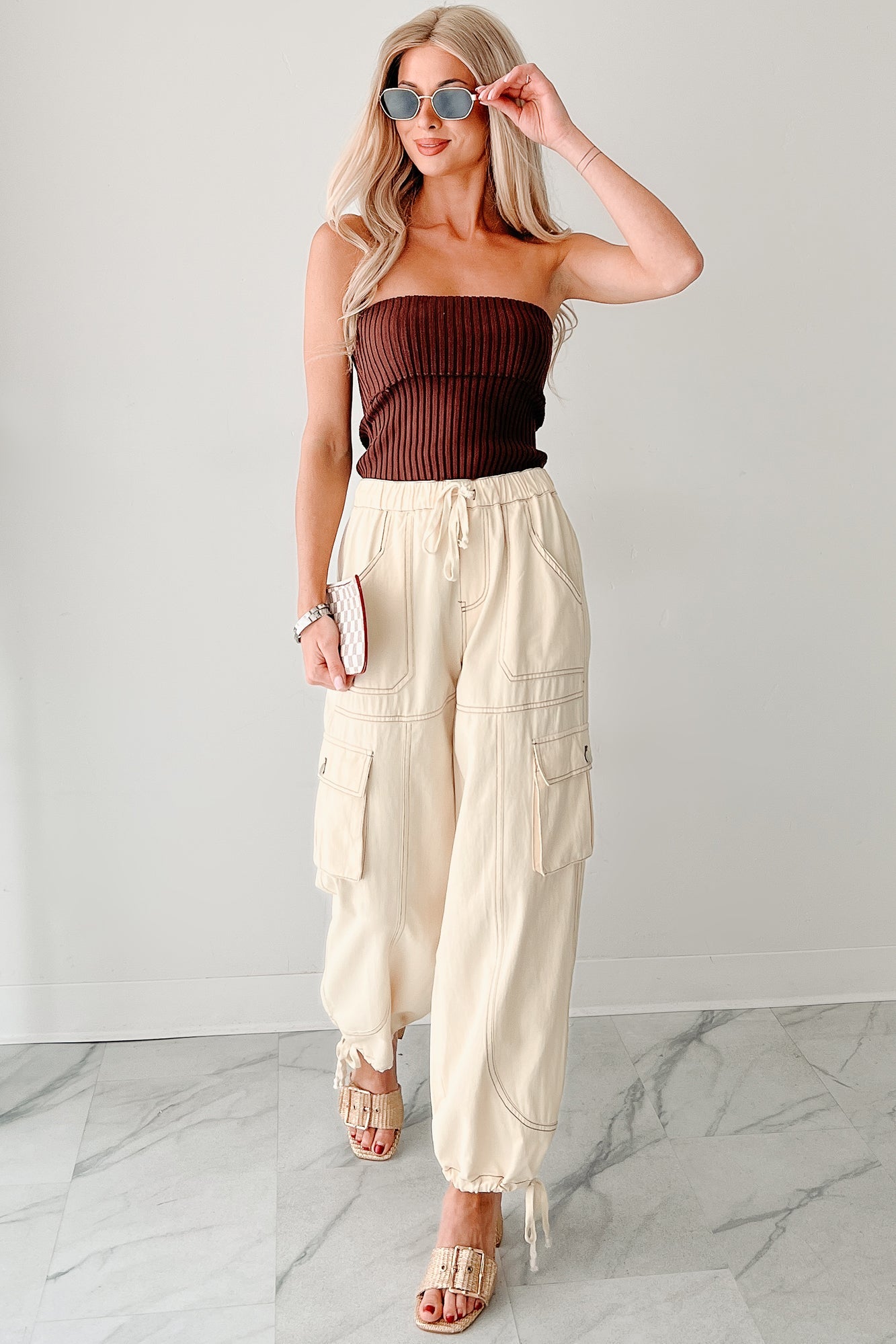 Cozy Corner Ribbed Strapless Fold Over Top (Chestnut)