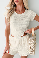Craving For Cute Ruffle T-Shirt & Shorts Set (Cream)