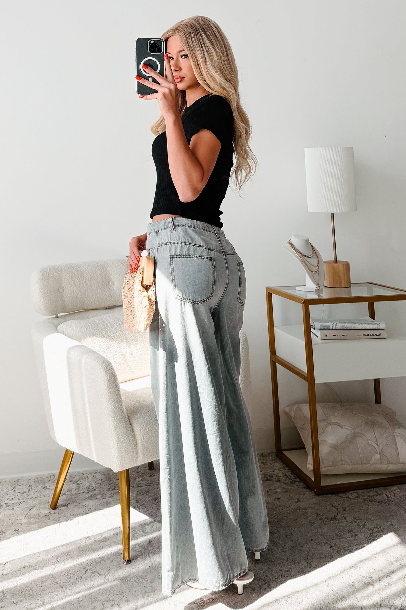 Marin Ombre Wide Leg NoaBoa Jeans (Denim Grey)