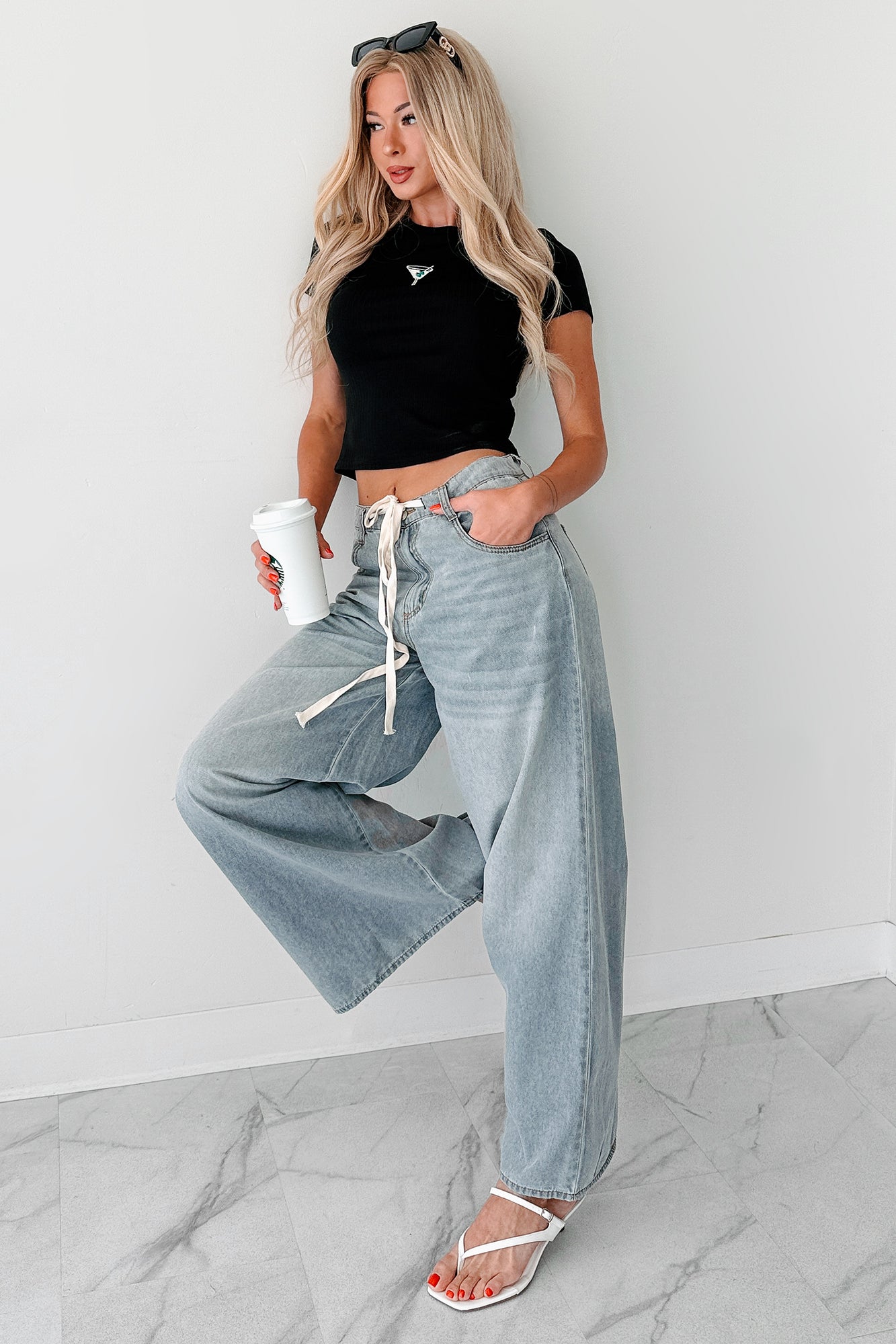 Marin Ombre Wide Leg NoaBoa Jeans (Denim Grey)