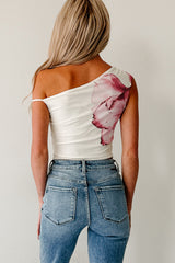 Swipe Season One Shoulder Floral Top (Cream/Pink)