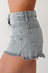 Trend Creator Acid Wash Mid-Rise Shorts (Cement)