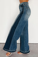 Rina Tummy Control Side Contrast Saige Denim Jeans (Medium)