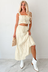 Dewdrop Darling Floral Open Tie Babydoll Top (Ivory)