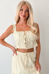 Dewdrop Darling Floral Open Tie Babydoll Top (Ivory)
