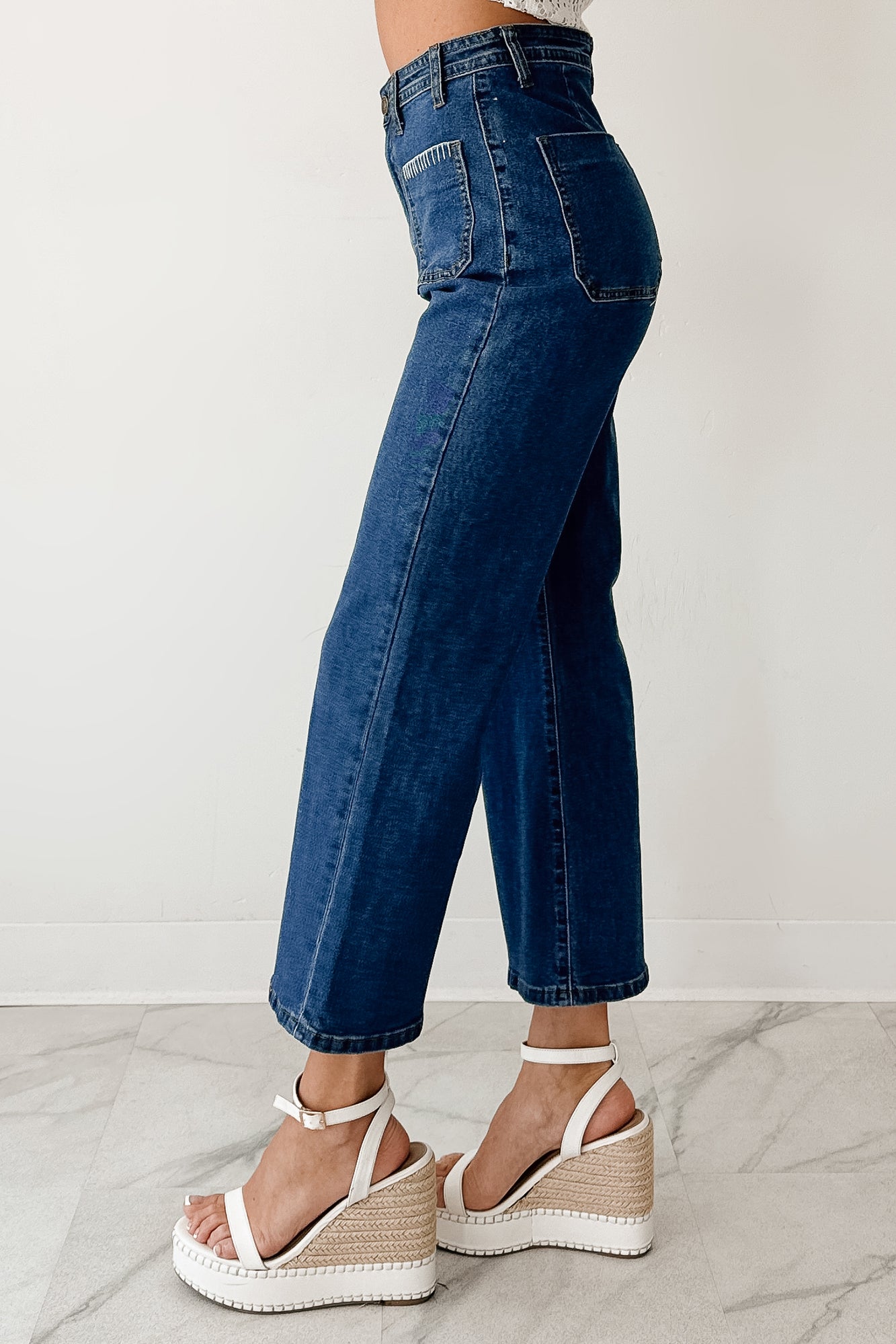 Damian High Rise Denim Lovelo Flare Jeans (Dark)