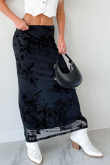 Call Me Back Floral Mesh Maxi Skirt (Black)
