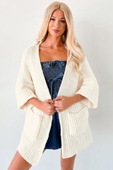 Quiet Times Cuffed Sleeve POL Cardigan (Cream)