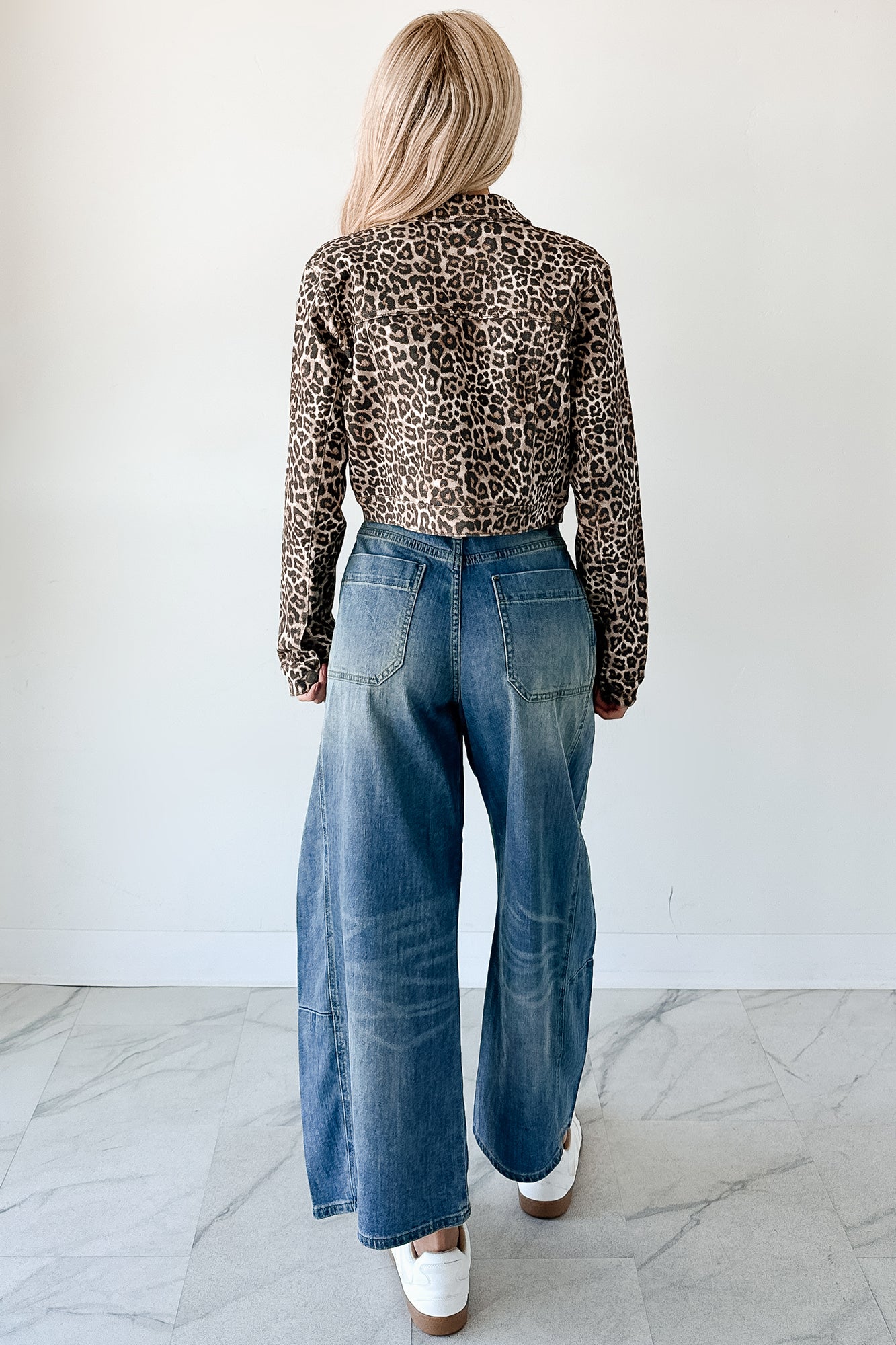 Fierce By Nature Cropped Denim Jacket (Leopard)
