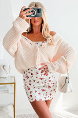 Soft & Still POL Oversized Chenille Cardigan (Powder Cream)