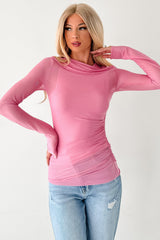 Sheer Happiness Fore Mesh Long Sleeve Top (Bubble Gum)