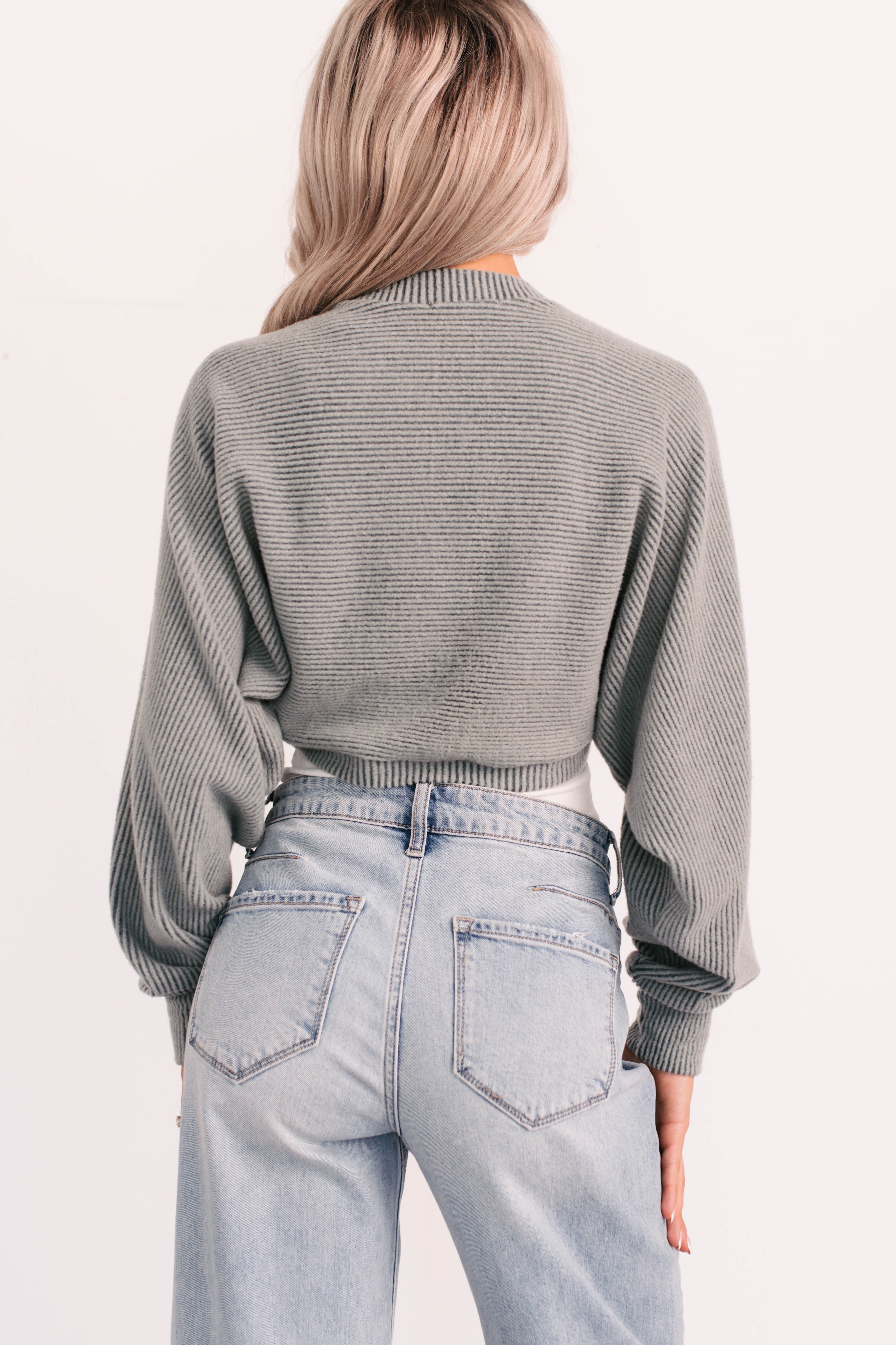 Lounge Cloud Ribbed Long Sleeve Shrug (Green Moss)