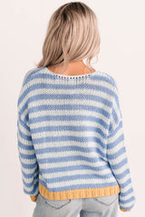Deep Trance Relaxed Stripe Sweater (Denim/Mustard)