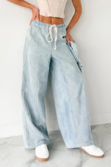 Franklin Striped Drawstring Wide Leg Jeans (Denim)