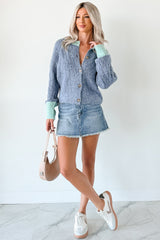 Daydream Zen Knit Contrast Glittery Cardigan (Blue)