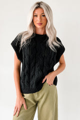Don't Envy Me Cable Knit Sweater Vest (Black)