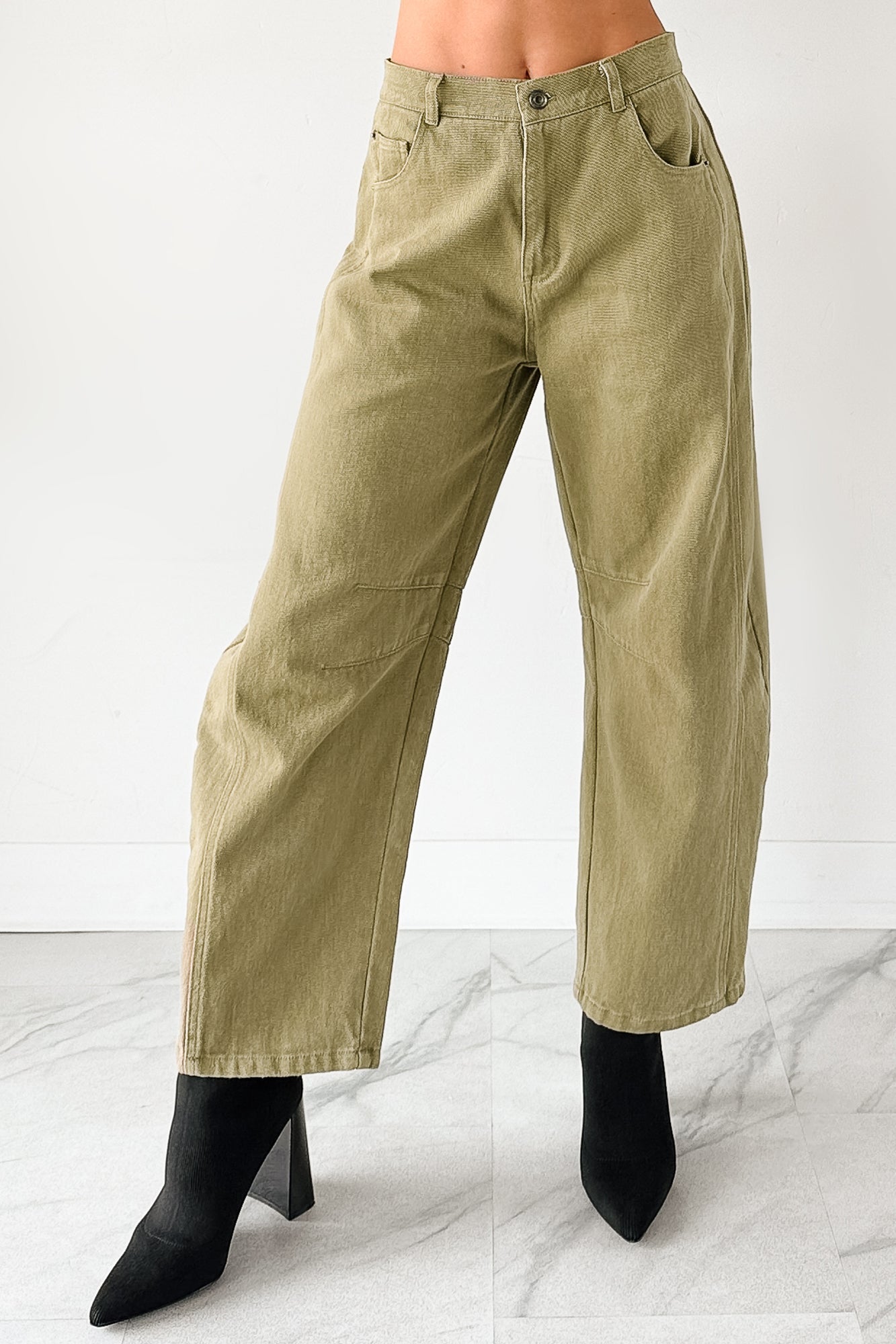 Hansen Hight Rise Barrel Jeans (Olive)