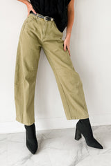 Hansen Hight Rise Barrel Jeans (Olive)