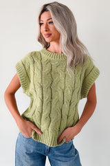 Don't Envy Me Cable Knit Sweater Vest (Fern)