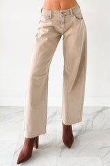 Always Next To Me Mid Rise Barrel Jeans (Vintage Khaki)