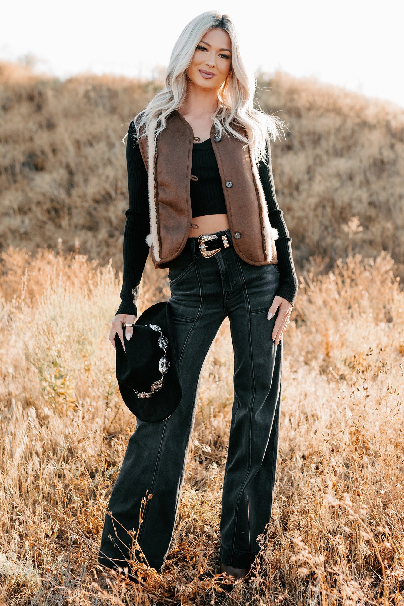 Mountain Muse Faux Suede Vest (Chocolate)