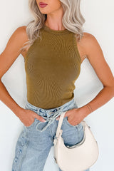 Everyday Escape Signature 8 Ribbed Tank Top (Olive)