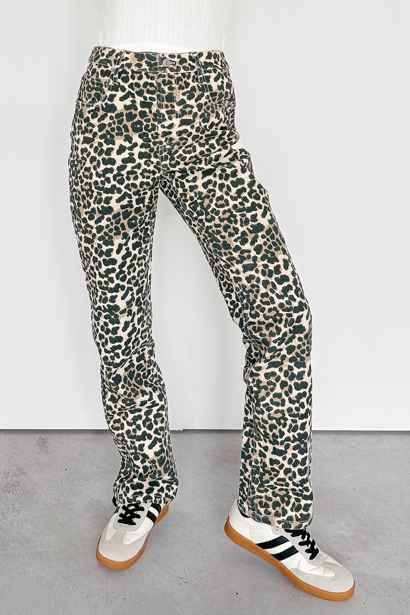 Calista High Rise Straight Leg Saige Denim Jeans (Leopard)