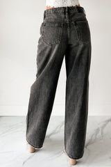 Julio High Rise Baggy Hidden Brand Jeans (Grey)