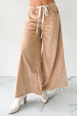 Virgina Drawstring Polka-Dot NoaBoa Pants (Mocha)