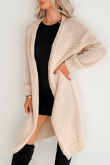 Lazy Layers Cable Knit Long Fit Cardigan (Taupe)