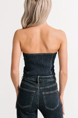 Fearless Mood Scalloped Denim Crop Top (Denim)