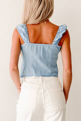 Feel The Rush Floral Tie-Front Top (Light Blue)