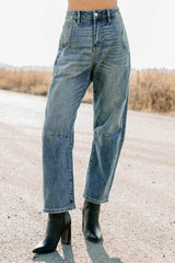 Willy Super High Rise Mica Denim Barrel Jeans (Medium Vintage)
