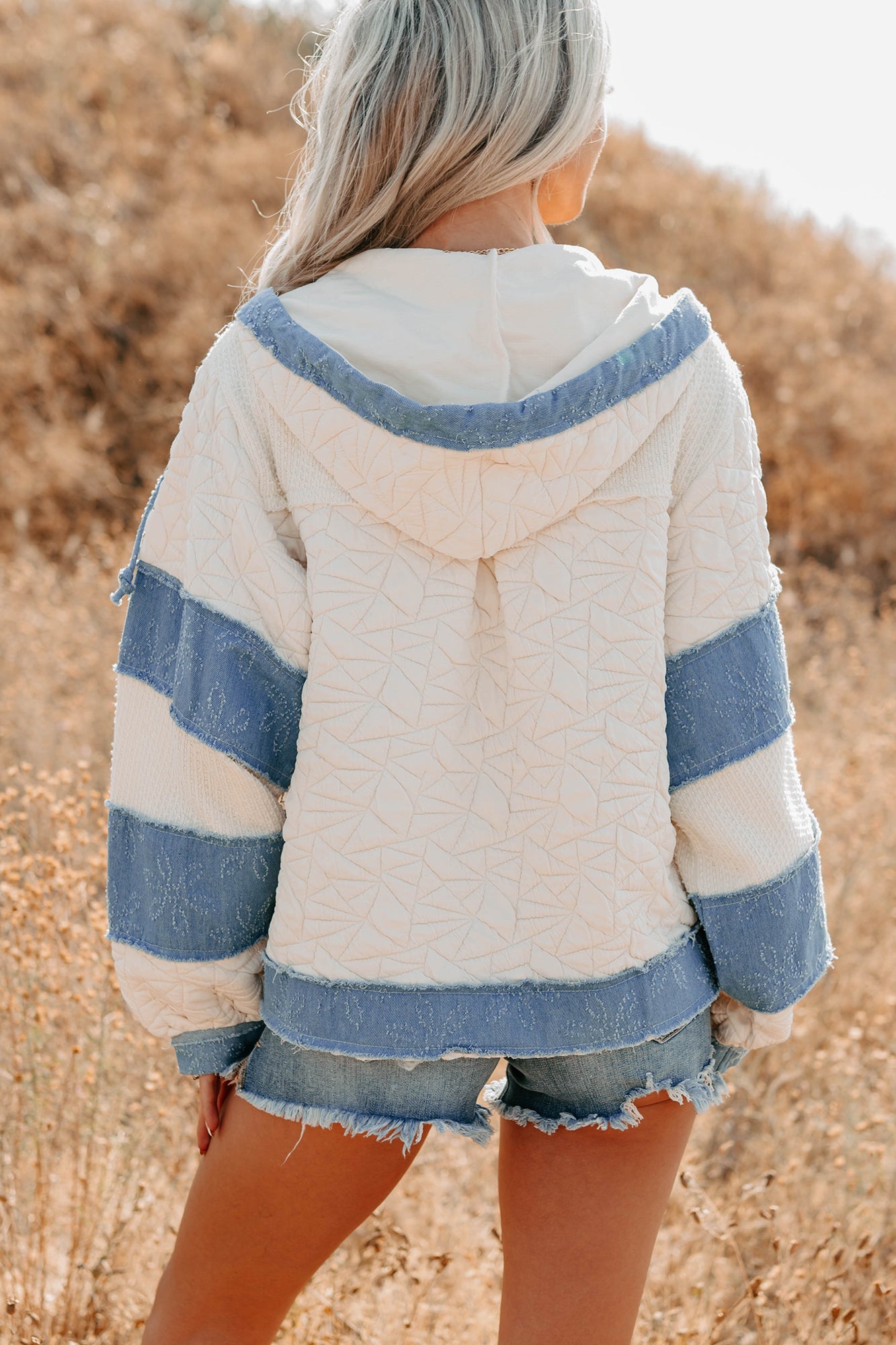 Daydream Date Frayed Quilted POL Jacket (Cream/Multi)