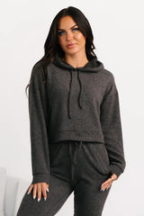 Now Feels Right Brushed Rib Hoodie (Charcoal)