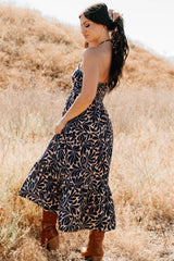 Purpose Driven Printed Halter Midi Dress (Navy/Clay)