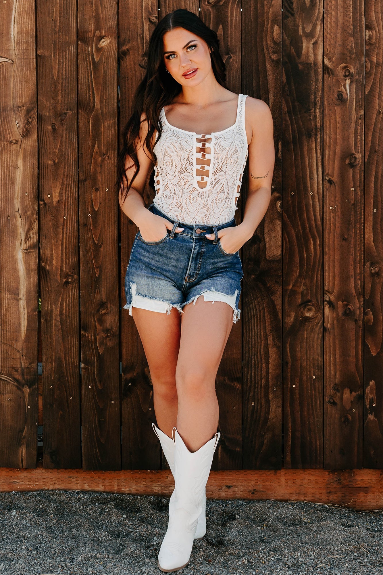 Mood Unlocked Crochet Bodysuit (White)