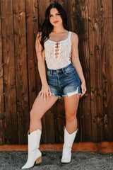 Mood Unlocked Crochet Bodysuit (White)