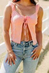 Feel The Rush Floral Tie-Front Top (Light Pink)
