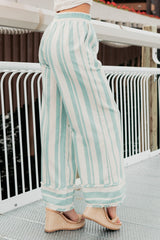 Feelin Fresh Striped Wide Leg Pants (Mint)