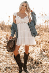 Gentle Nights Lace Sleeveless Mini Dress (Ivory)