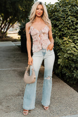 Hint Of Romance Chiffon Floral Cami Top (Light Pink)